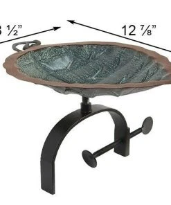 Achla Aspen Leaf Bird Bath With Over Rail Bracket 9 Achla Aspen Leaf Bird Bath With Over Rail Bracket