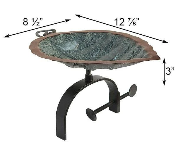 Achla Aspen Leaf Bird Bath With Over Rail Bracket 6 Achla Aspen Leaf Bird Bath With Over Rail Bracket