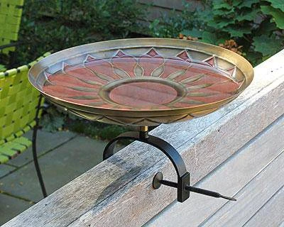 Achla Red African Daisy Bird Bath With Over Rail Bracket 3 Achla Red African Daisy Bird Bath With Over Rail Bracket
