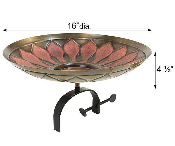 Achla Red African Daisy Bird Bath With Over Rail Bracket 4 Achla Red African Daisy Bird Bath With Over Rail Bracket