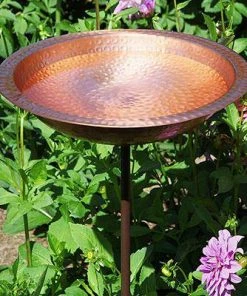 Achla Hammered Solid Copper Bird Bath With Stake
