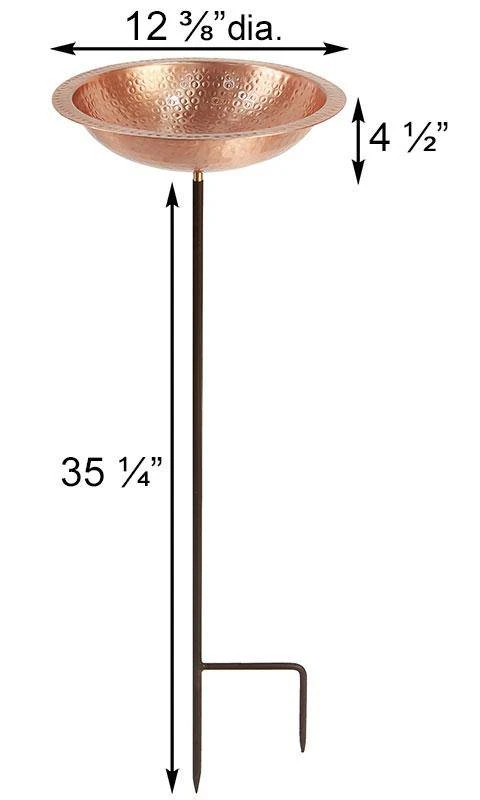 Achla Hammered Solid Copper Bird Bath With Stake 6 Achla Hammered Solid Copper Bird Bath With Stake