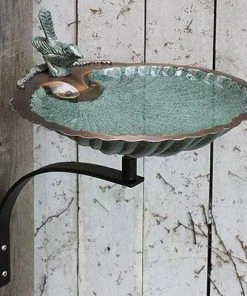 Achla Scalloped Shell Bird Bath With Wall Bracket