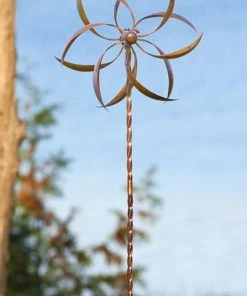 Ancient Graffiti Kinetic Copper Colored Feather 62.5" Spinner