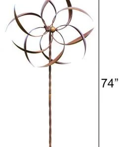 Ancient Graffiti Lawn & Garden Kinetic Dual Feather Copper Colored 74" Spinner