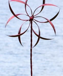 Ancient Graffiti Kinetic Dual Feather Large 75" Red Wind Spinner Lawn & Garden
