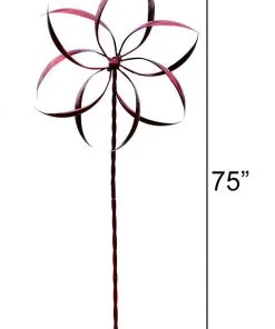 Ancient Graffiti Kinetic Dual Feather Large 75" Red Wind Spinner Lawn & Garden