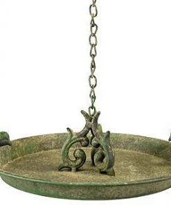 Esschert Design Aged Metal Hanging Bird Bath With Two Birds