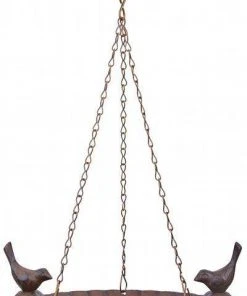 Esschert Design Petite Hanging Bird Bath With Bird Accents