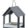 Esschert Design Hanging Fly Through Black & Gray Bird Feeder Hanging Feeders
