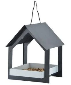 Esschert Design Hanging Fly Through Black & Gray Bird Feeder Hanging Feeders