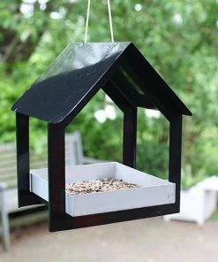 Esschert Design Hanging Fly Through Black & Gray Bird Feeder Hanging Feeders