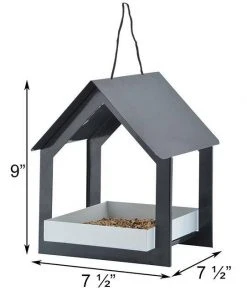 Esschert Design Hanging Fly Through Black & Gray Bird Feeder Hanging Feeders