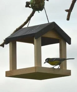 Esschert Design Hanging Feeders Wooden Fly Through Hanging Platform Feeder