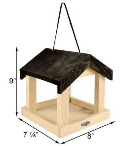Esschert Design Hanging Feeders Wooden Fly Through Hanging Platform Feeder