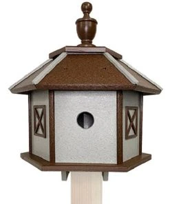 Green Meadow Houses & Feeders Polywood Recycled Plastic Gazebo Bird House, Brown And Gray Post / Pole Mounted Houses