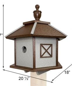 Green Meadow Houses & Feeders Polywood Recycled Plastic Gazebo Bird House, Brown And Gray Post / Pole Mounted Houses