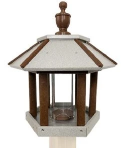 Green Meadow Houses & Feeders Polywood Recycled Plastic Gazebo Bird Feeder, Brown And Gray Post / Pole Mounted Feeders