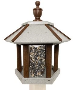 Green Meadow Houses & Feeders Polywood Recycled Plastic Gazebo Bird Feeder, Brown And Gray Post / Pole Mounted Feeders