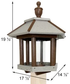 Green Meadow Houses & Feeders Polywood Recycled Plastic Gazebo Bird Feeder, Brown And Gray Post / Pole Mounted Feeders