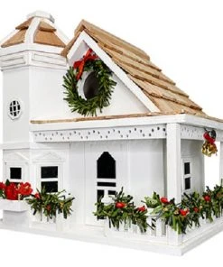 Home Bazaar Yuletide Cottage White Bird House