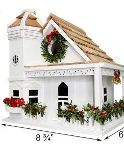 Home Bazaar Yuletide Cottage White Bird House