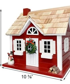 Home Bazaar Christmas Cape Red Bird House With LEDs