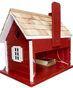 Home Bazaar Christmas Cape Red Bird House With LEDs