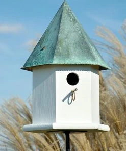 Post / Pole Mounted Houses Heartwood Copper Songbird Deluxe Bird House With Verdigris Roof