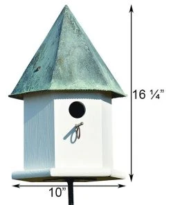 Post / Pole Mounted Houses Heartwood Copper Songbird Deluxe Bird House With Verdigris Roof