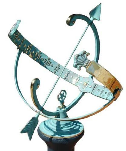 Rome Industries Armillary Brass Verdigris 18" Sundial With Star 3 Rome Industries Armillary Brass Verdigris 18" Sundial With Star