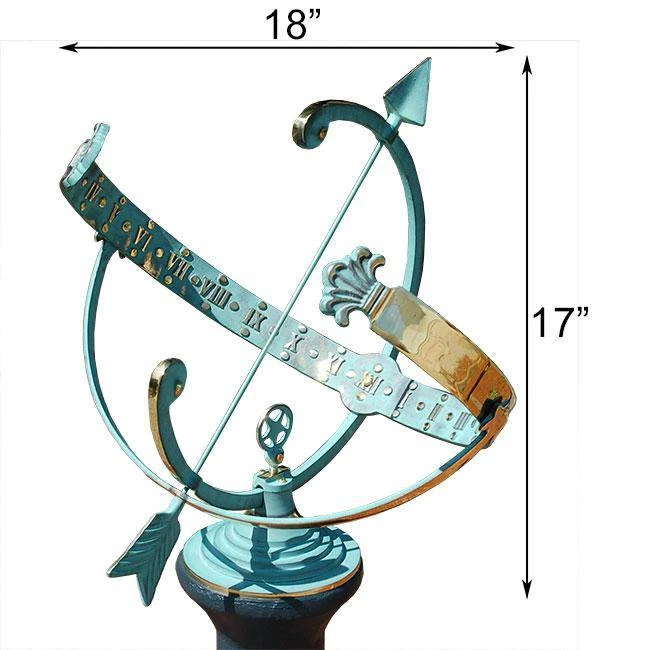 Rome Industries Armillary Brass Verdigris 18" Sundial With Star 4 Rome Industries Armillary Brass Verdigris 18" Sundial With Star