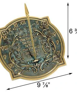 Rome Industries Happiness Brass Verdigris 9.875" Sundial Lawn & Garden