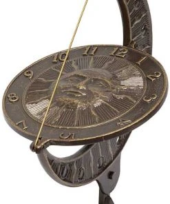 Whitehall Products Sun And Moon French Bronze 12" Aluminum Sundial Lawn & Garden