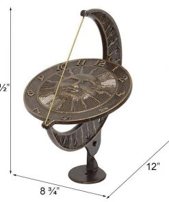 Whitehall Products Sun And Moon French Bronze 12" Aluminum Sundial Lawn & Garden