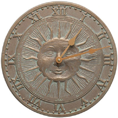 Whitehall Products Sunface Copper Verdi 12" Clock Lawn & Garden 3 Whitehall Products Sunface Copper Verdi 12" Clock Lawn & Garden