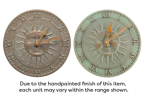 Whitehall Products Sunface Copper Verdi 12" Clock Lawn & Garden 5 Whitehall Products Sunface Copper Verdi 12" Clock Lawn & Garden
