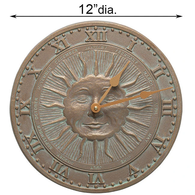 Whitehall Products Sunface Copper Verdi 12" Clock Lawn & Garden 4 Whitehall Products Sunface Copper Verdi 12" Clock Lawn & Garden