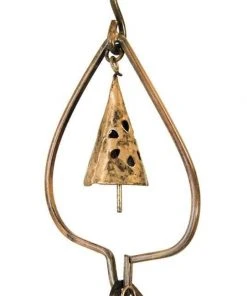 Ancient Graffiti Aspen Leaf And Bell Rain Chain, Aged Copper Lawn & Garden
