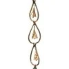 Ancient Graffiti Aspen Leaf And Bell Rain Chain, Aged Copper Lawn & Garden