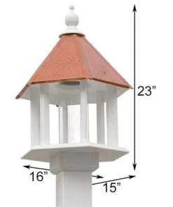 A Wing And A Prayer Decorative Feeders Azalea Bird Feeder With Hammered Copper Colored Metal Roof