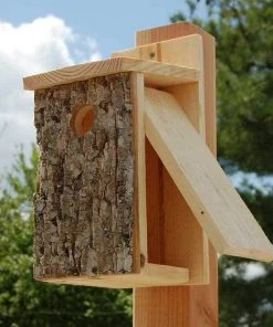 Uncle Dunkel Bark Clad Bluebird House Post / Pole Mounted Houses