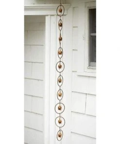 Ancient Graffiti Lawn & Garden Bell Rain Chain, Copper