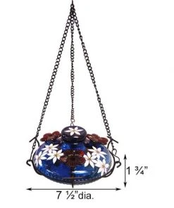 Parasol Hummingbird Feeders Bloom Botanica Hummingbird Feeder With Perch, Blue