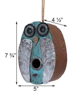 Songbird Essentials Blue Owl Bird House Decorative Houses