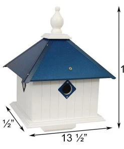 A Wing And A Prayer Carriage Bird House With Cobolt Blue Roof Decorative Houses