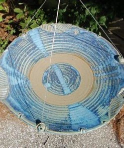 Anthony Stoneware Ceramic French Blue Large Bird Bath Hanging Bird Baths