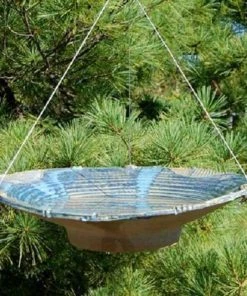 Anthony Stoneware Ceramic French Blue Large Bird Bath Hanging Bird Baths