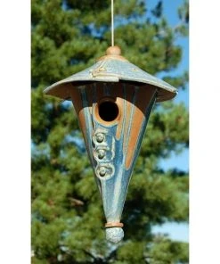 Anthony Stoneware Ceramic Two-Piece Cone French Blue Bird House