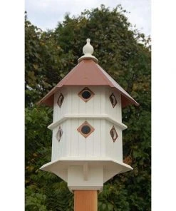 A Wing And A Prayer Chateau Bird House With Hammered Copper Colored Metal Roof Decorative Houses